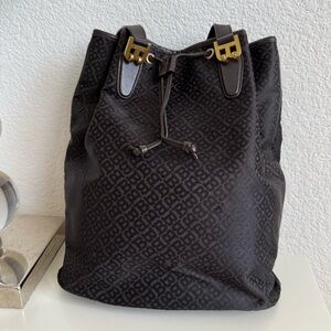 Vintage Bally Monogram Canvas Bucket Bag